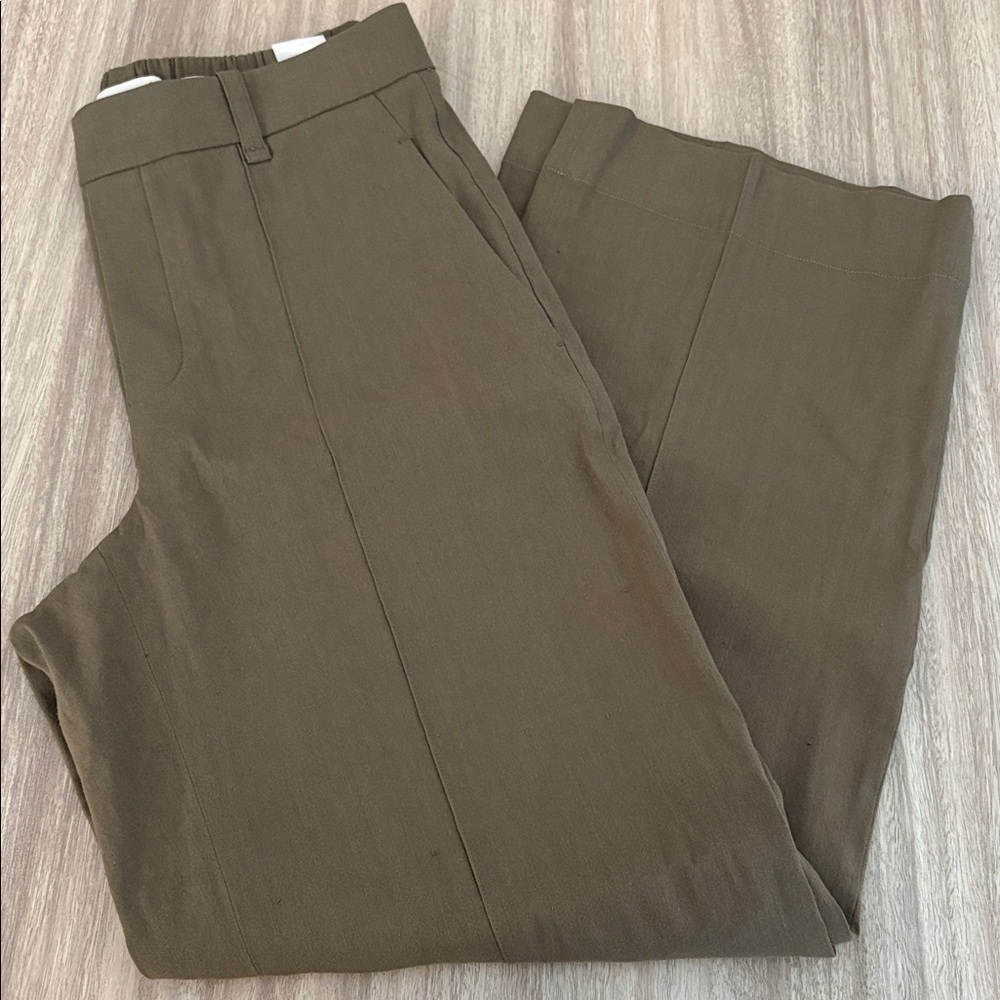 Vince Joan High Rise Wide Leg Linen Blend Pull On Pants Size Medium